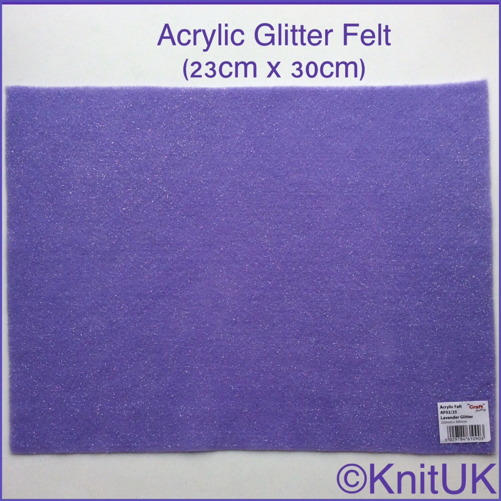 Acrylic Glitter Felt 23cm x 30cm. Lavender (The Craft Factory).