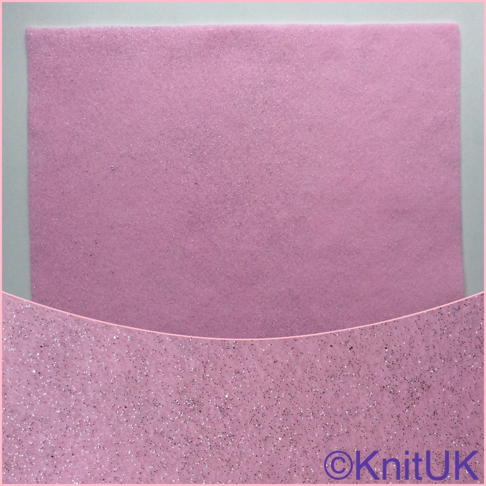 Acrylic Glitter Felt 23cm x 30cm. Baby Pink (The Craft Factory).