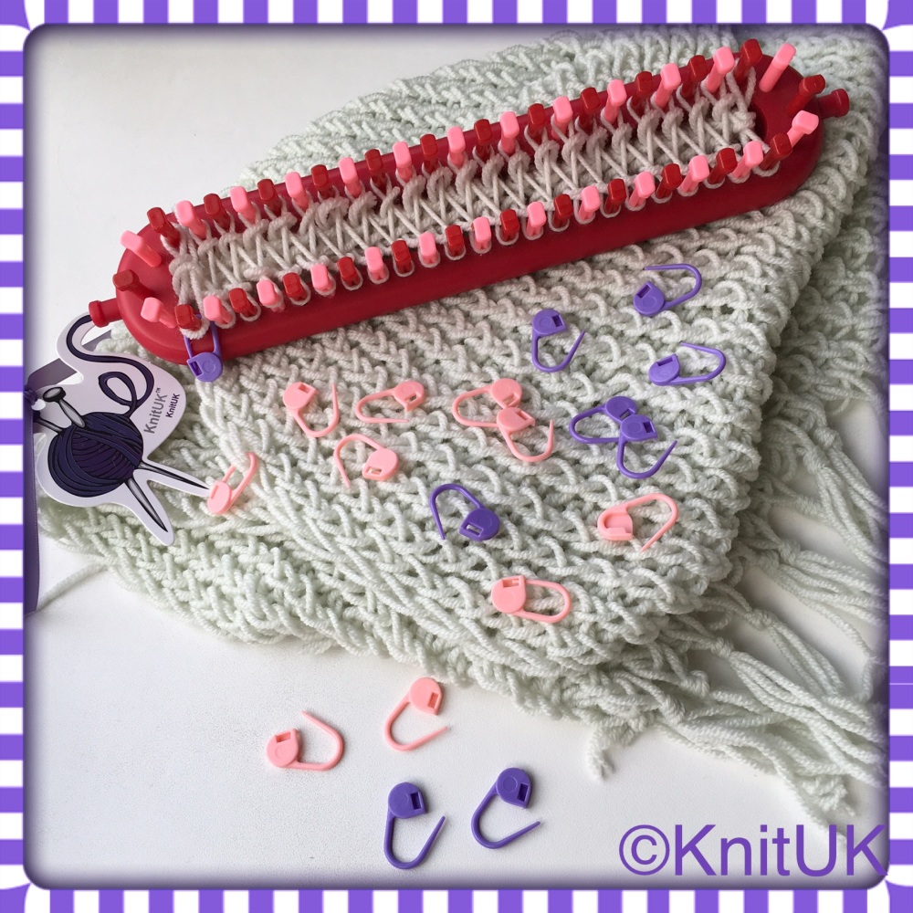 KnitUK Stitch Markers. Locking Stitch Markers: Pink & Purple). Pack of 20.