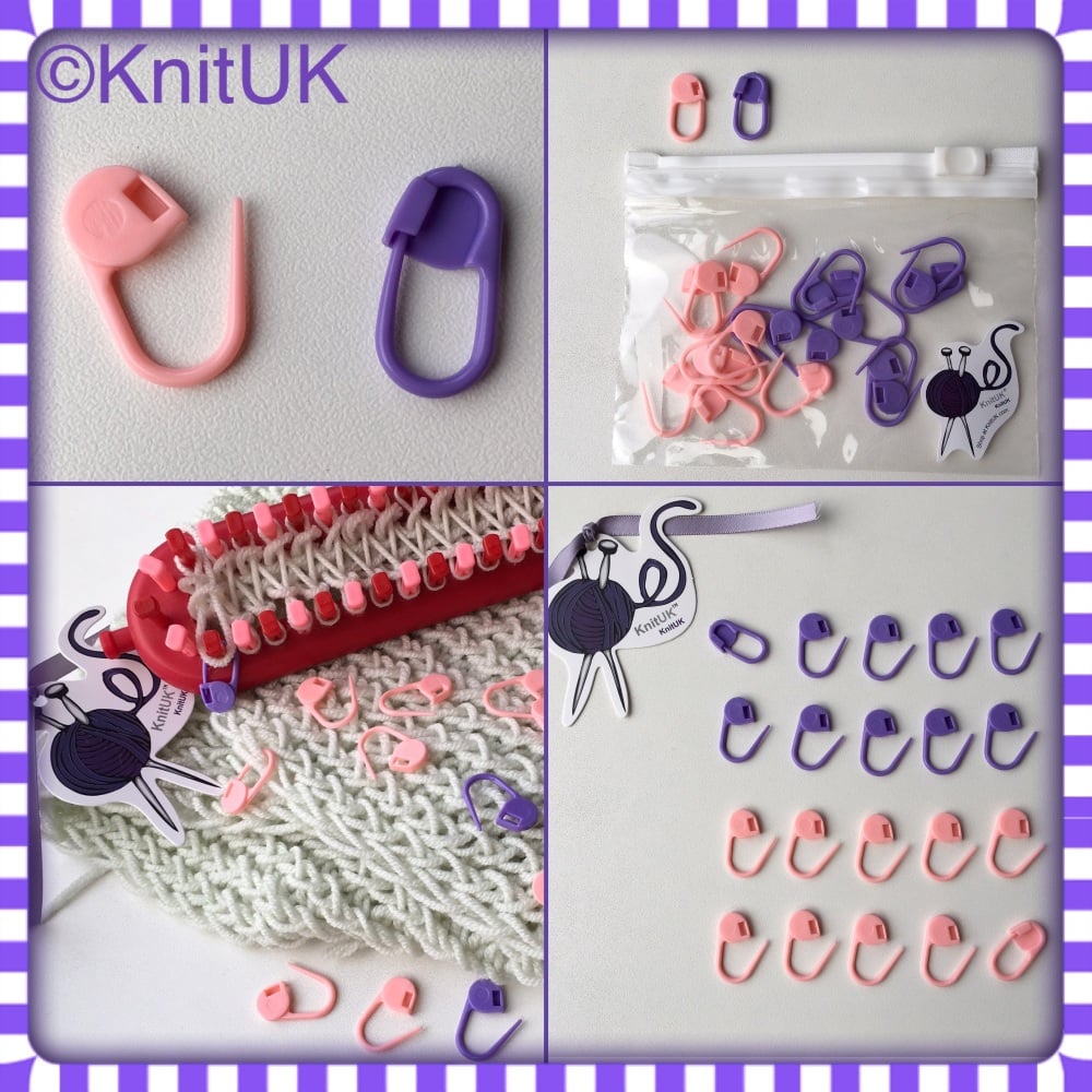 KnitUK Locking Stitch Markers pink purple