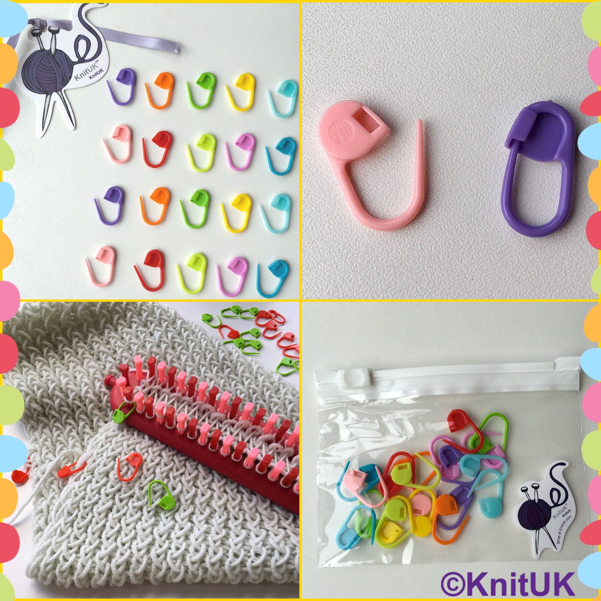 KnitUK Locking Stitch Markers multicolour 4 pics