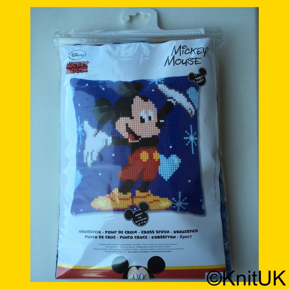 Cross Stitch Cushion cover: Mickey Mouse (Vervaco). Cross Stitch / Tapestry