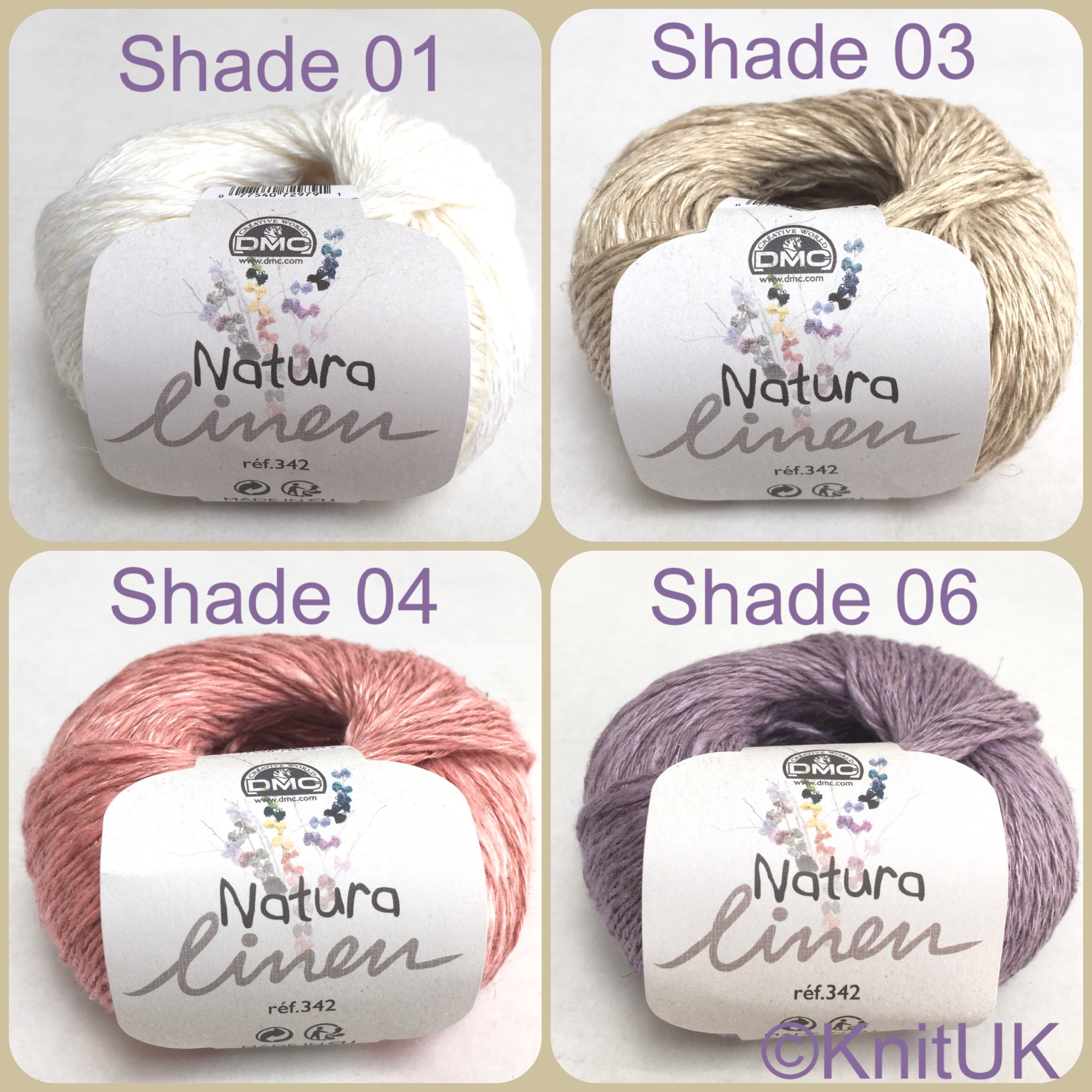 Dmc natura linen yarn shade 01 03 04 06