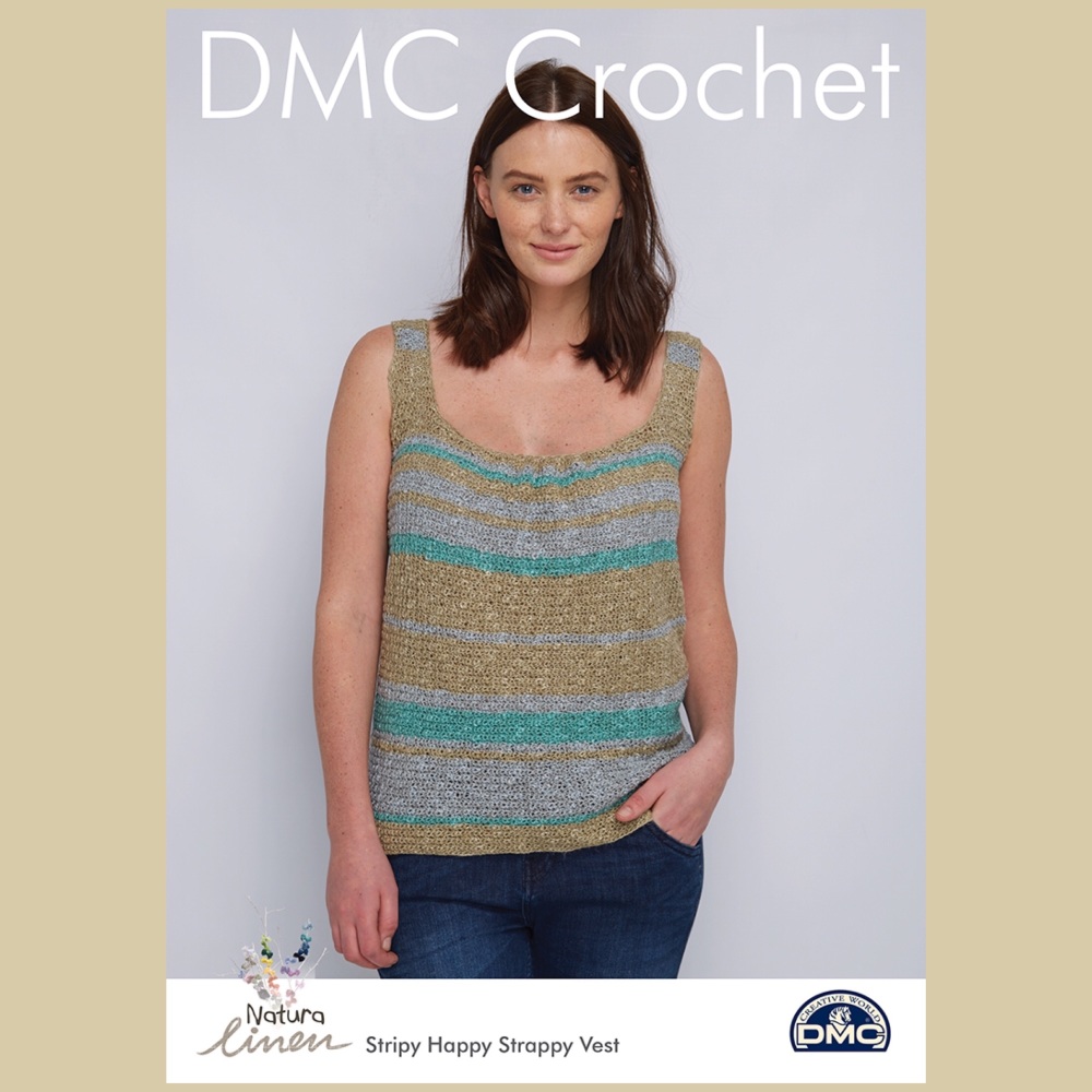 Dmc natura linen stripy happy strappy vest crochet pattern
