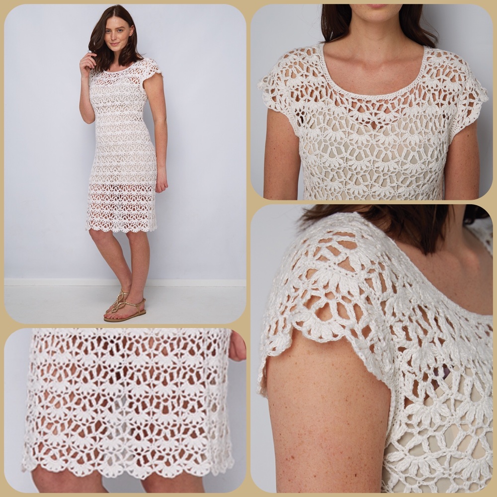 DMC Natura Linen crochet pattern Lacey Lucy Dress by Claire Crompton & Faye  Lamb | KnitUK