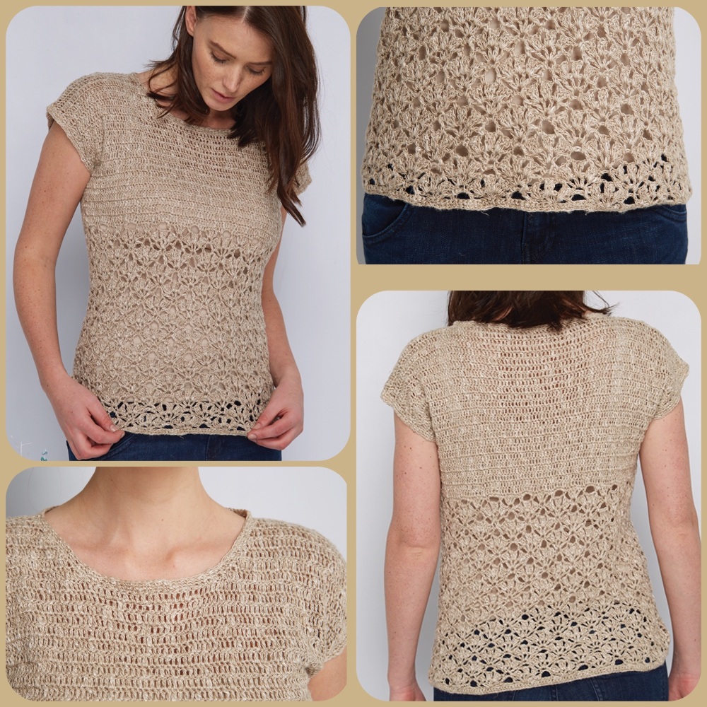 DMC Natura Linen crochet pattern She Sells Sea Shells Top by Fran Morgan  Sweater | KnitUK