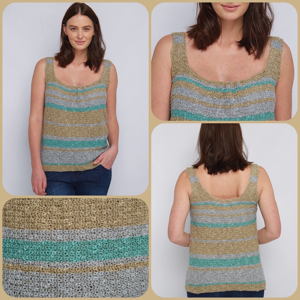 Dmc natura linen stripy happy strappy vest crochet pattern 4 pictures
