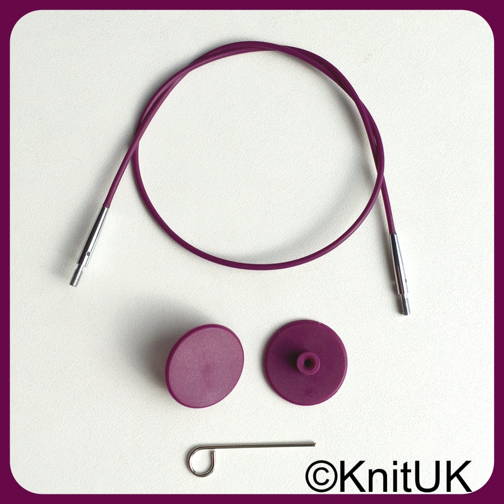 Cables: interchangeable needles & hooks. KnitPro Purple Silver. Choose length