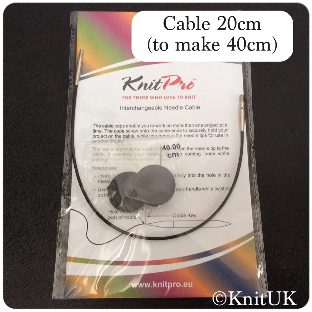 Cables: interchangeable needles & hooks. KnitPro Black Silver. Choose length