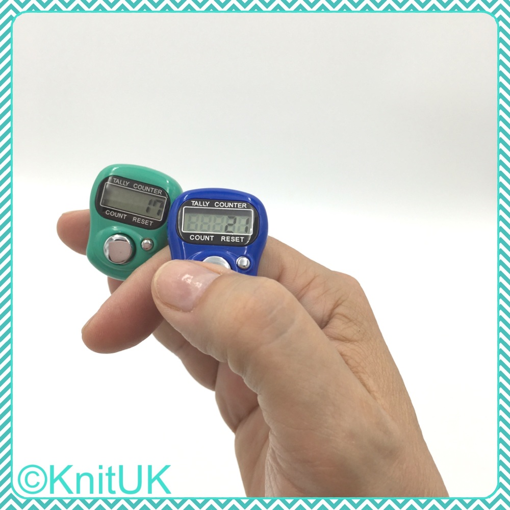 KnitUK Tally Counter Pack of 2 LCD Finger-Held Digital Row Counters. Blue & Teal.
