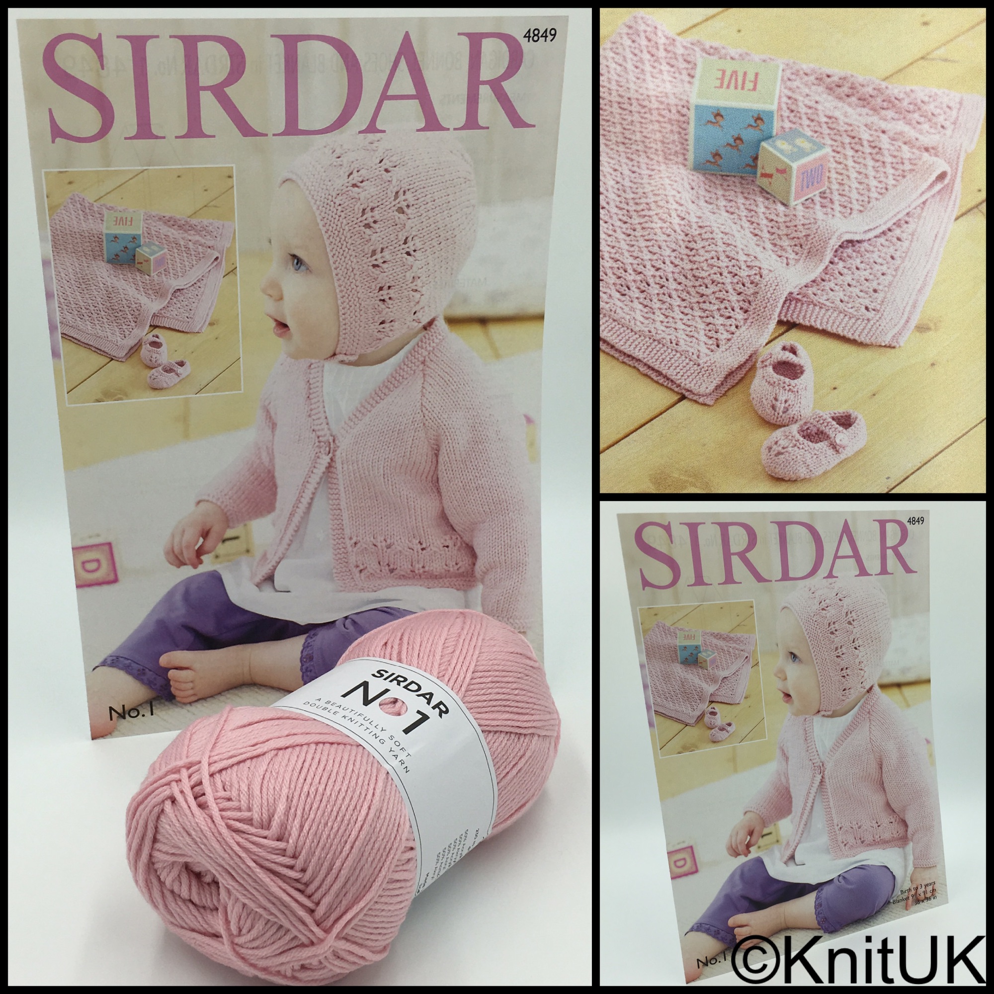 Sirdar no.1 pattern baby cardigan, bonnet, shoes and blanket 3 pics
