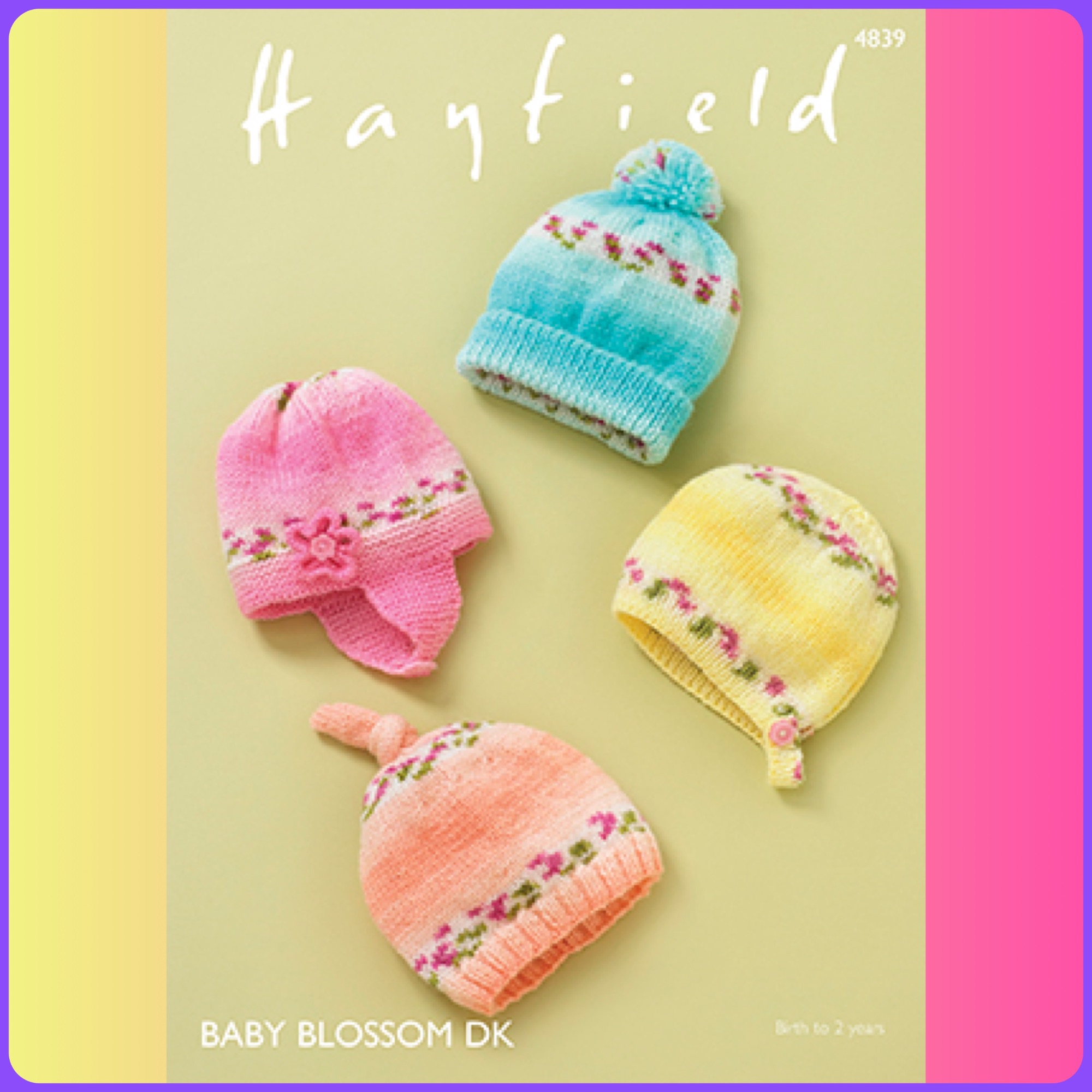 Hayfield baby blossom dk pattern 4839 baby hats