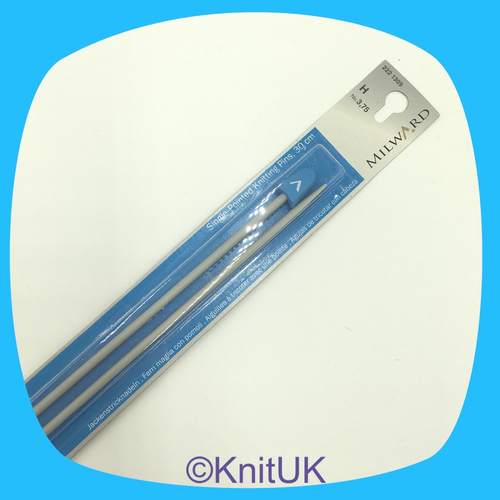 Milward 30cm Single Point Knitting Needles. Aluminium (sizes 3.0mm to 4.0mm