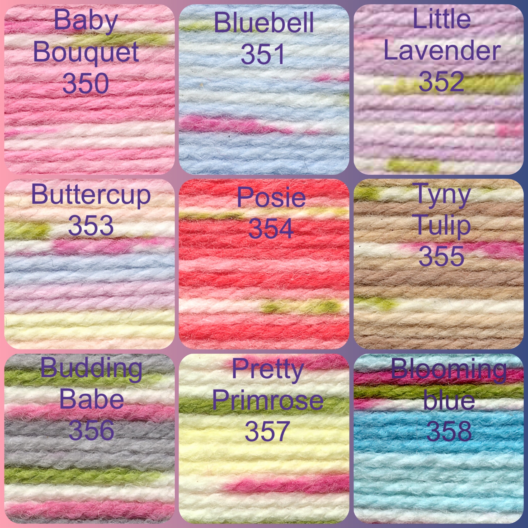 Hayfield baby blossom chunky yarn colours