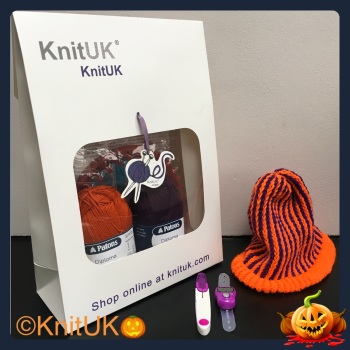 Knitting Loom Kit. Halloween Hat with Vertical Stripes - Children's Size