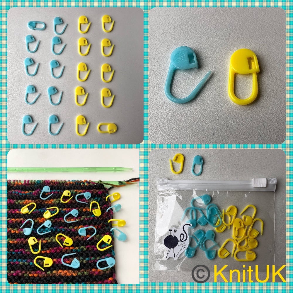 Knituk locking stitch markers blue yellow knitting marker