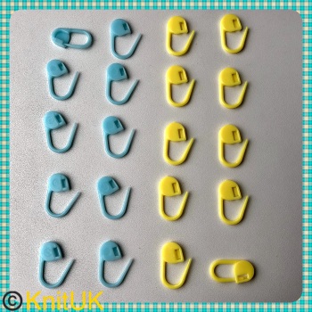 KnitUK Stitch Markers. Locking Stitch Markers Blue & Yellow. Pack of 20.