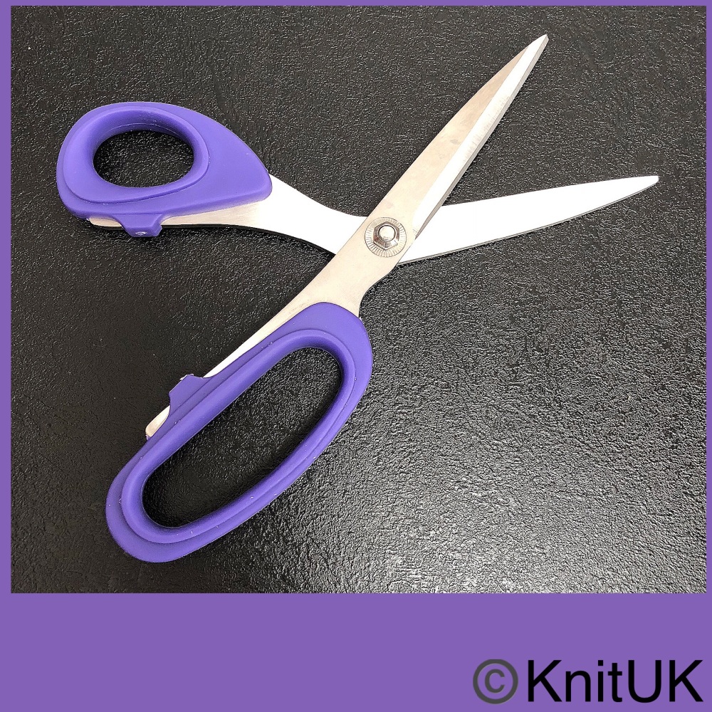 Scissors. Hemline Dressmaking Shears: Multi Cut. Purple Soft Grip. 21cm