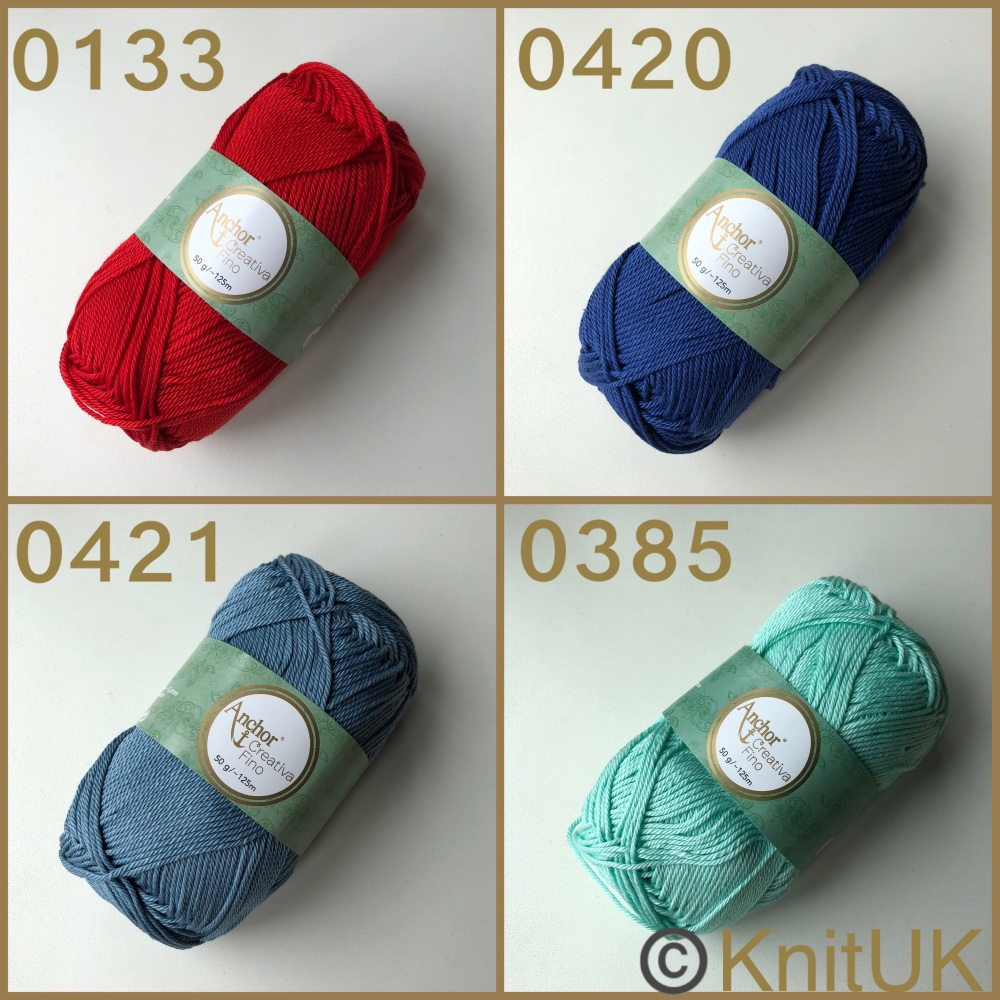 anchor creativa fino cotton yarn colour 0133 0421 0420 0385