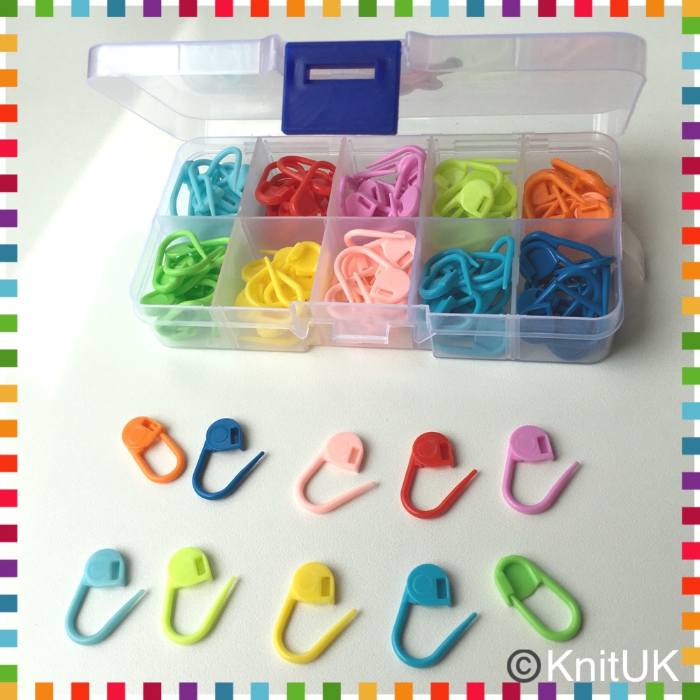 KnitUK Stitch Markers. Locking Stitch Markers: Multicolour. Box of 120