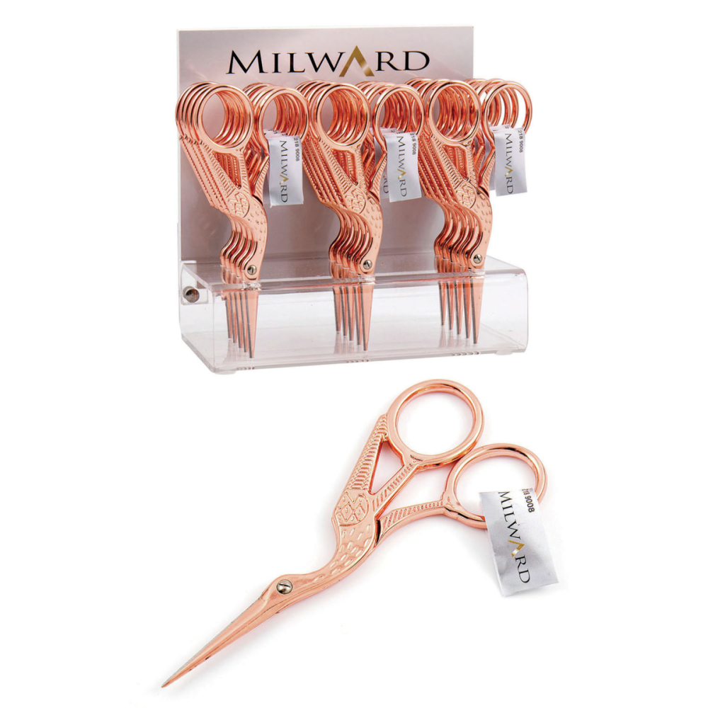 Embroidery Scissors. Rose Gold Stork (Milward)