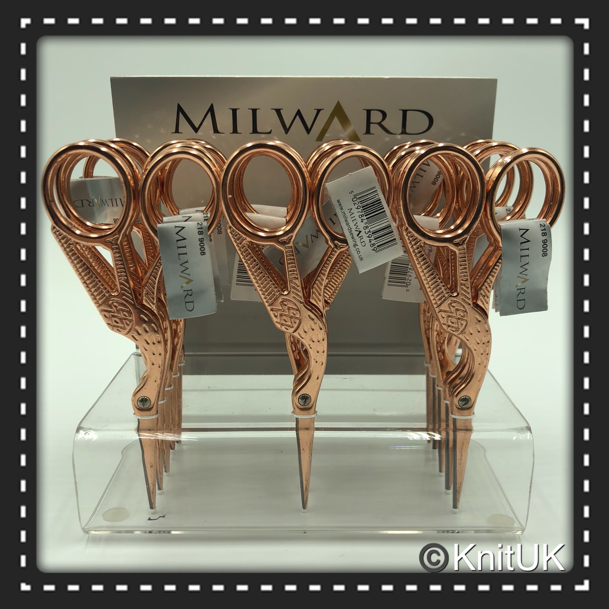 Milward rose gold stork scissors standing