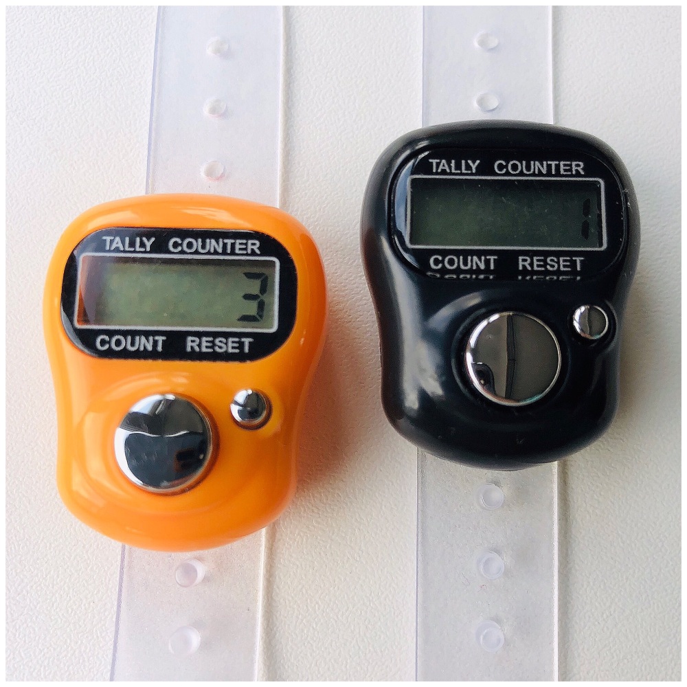 KnitUK Tally Counter Pack of 2 LCD Finger-Held Digital Row Counters. Halloween Special Edition Black & Orange.