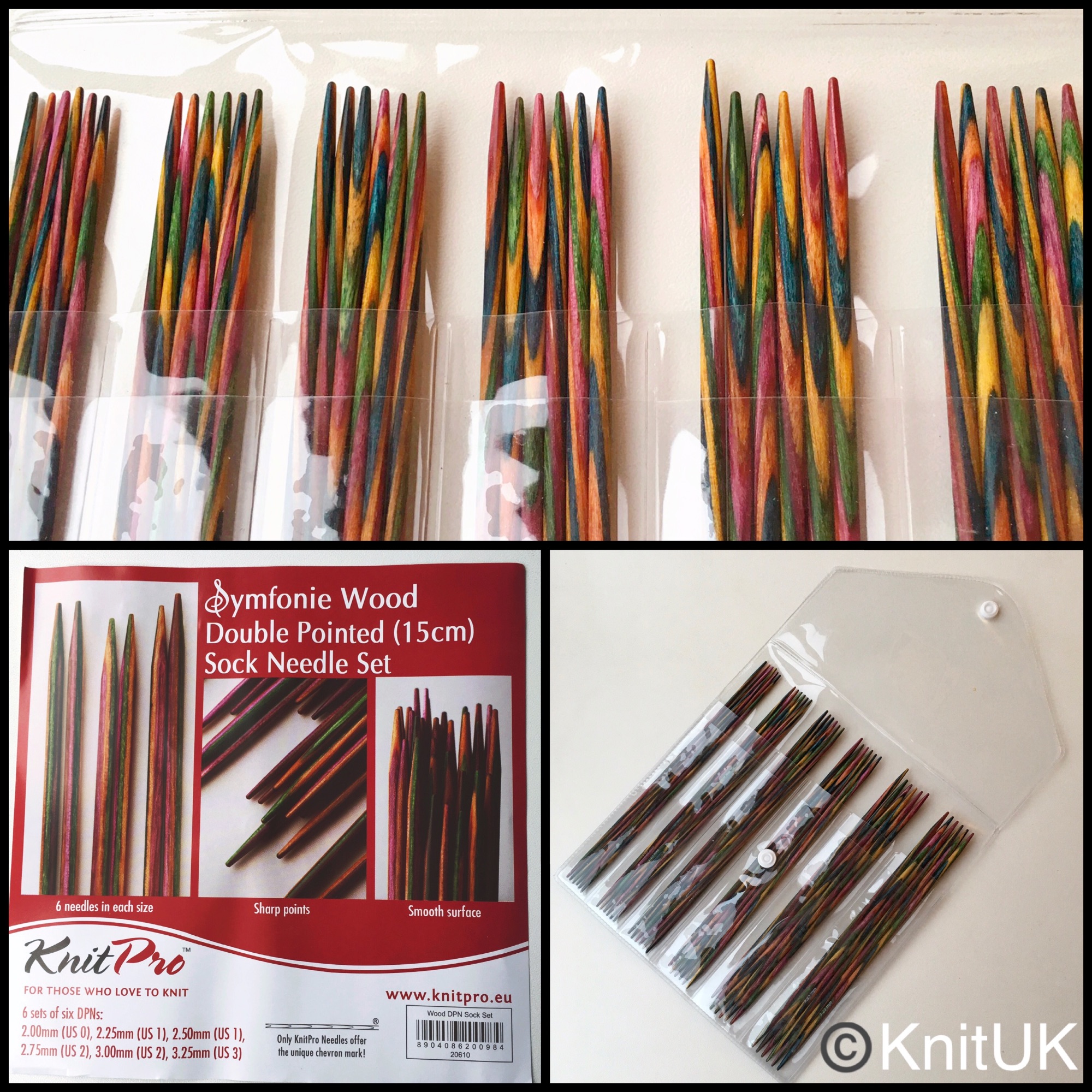 Multi-Color KnitPro 15 cm x 5.5 mm Symfonie Double Pointed Needles 