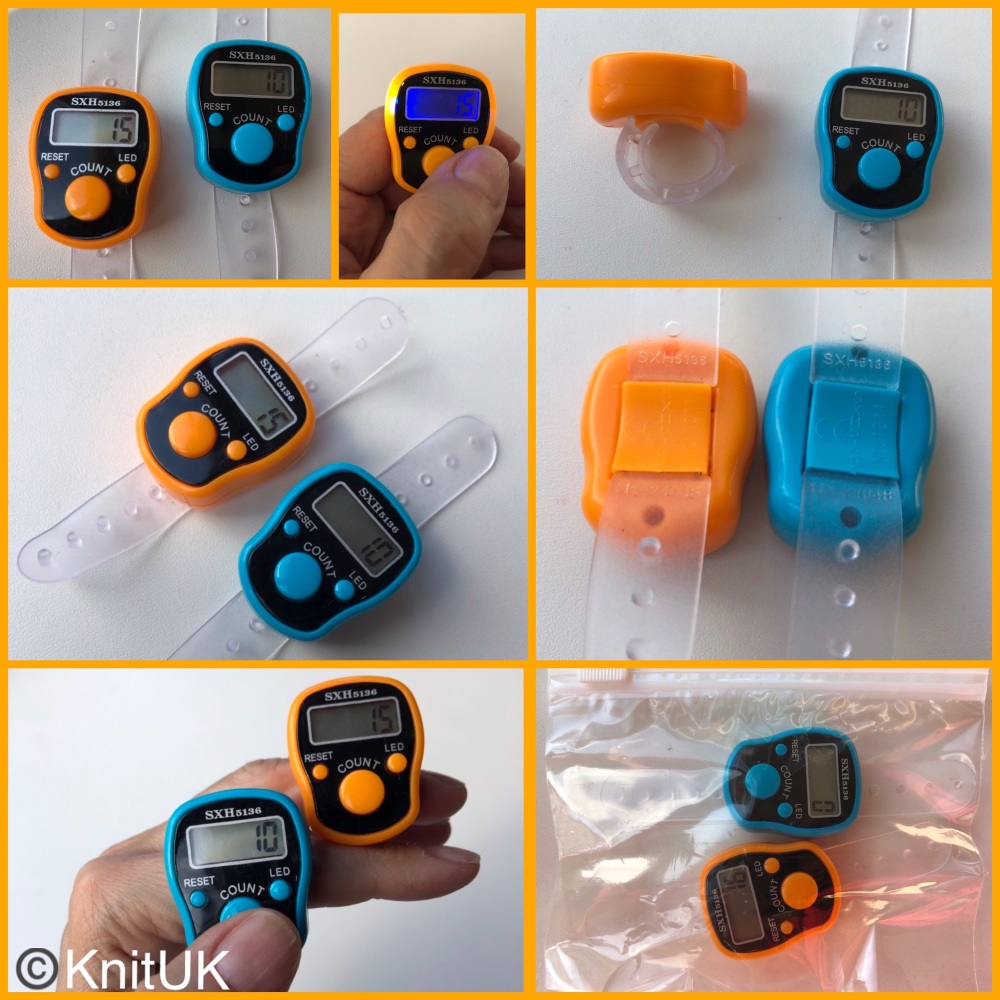 Knituk Led tally counters turquoise orange 2 pack