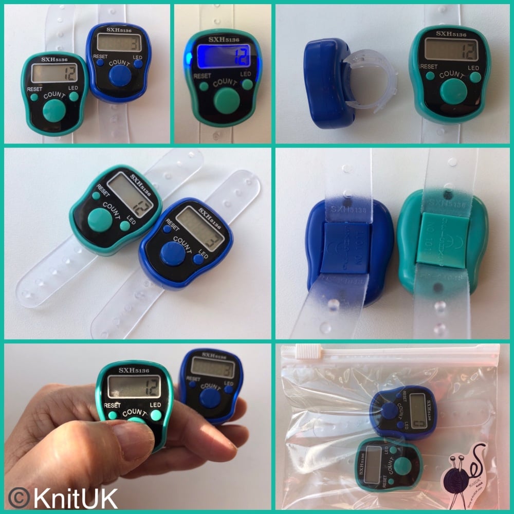 Knituk Led tally counters blue teal 2 pack