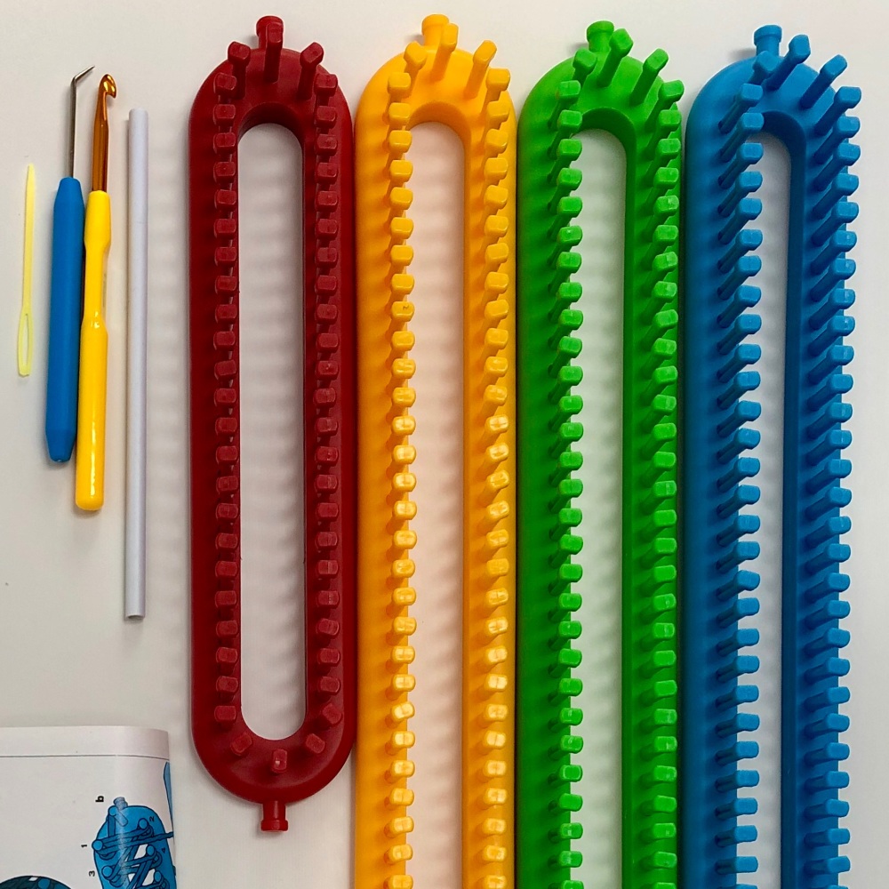 KnitUK Long Knitting Loom Set of 4: with pegs all-fitted