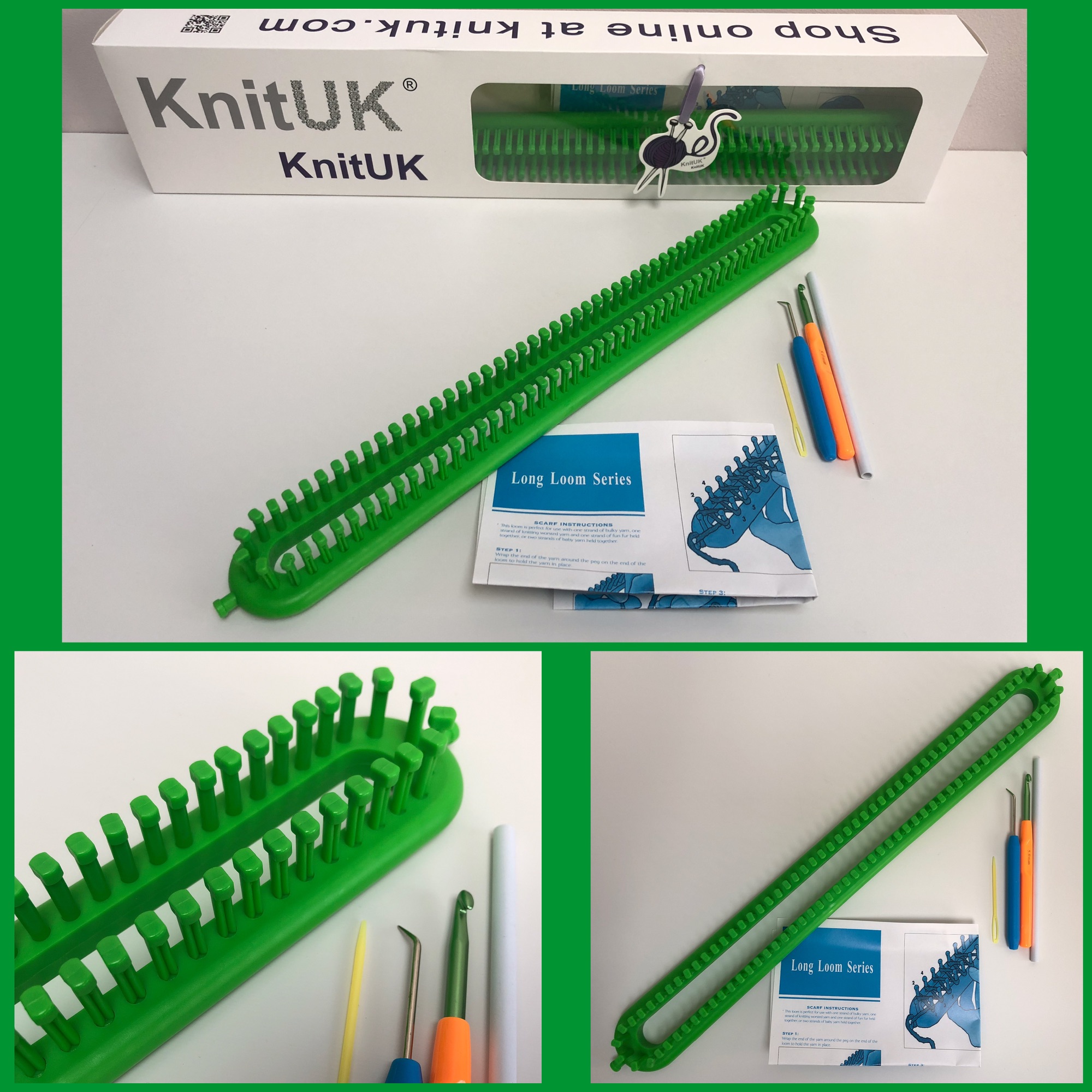KnitUK long green knitting loom complete