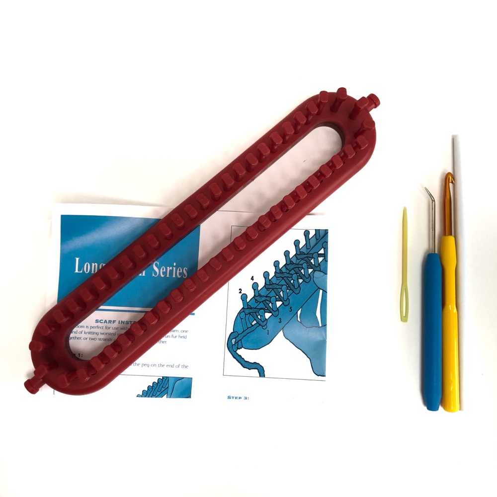 KnitUK Long Red Knitting Loom. 52 pegs fitted (medium gauge loom).