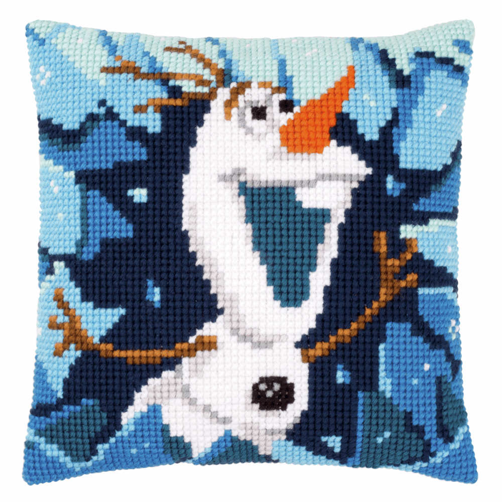 Cross Stitch Cushion cover: Frozen - Olaf (Vervaco). Cross Stitch / Tapestry