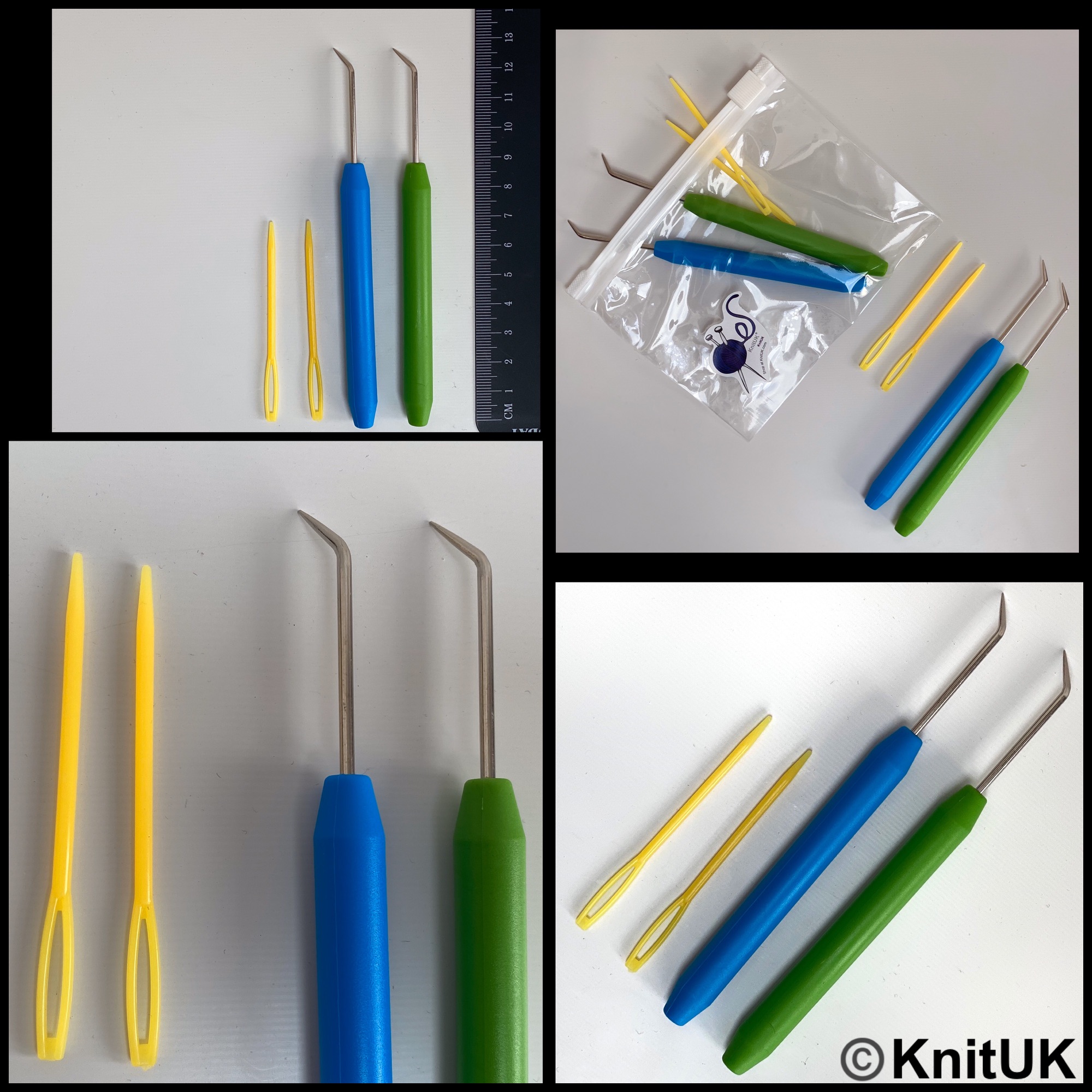 Blue & Green Knitting Loom Hooks Set Loom Picks and needles KnitUK