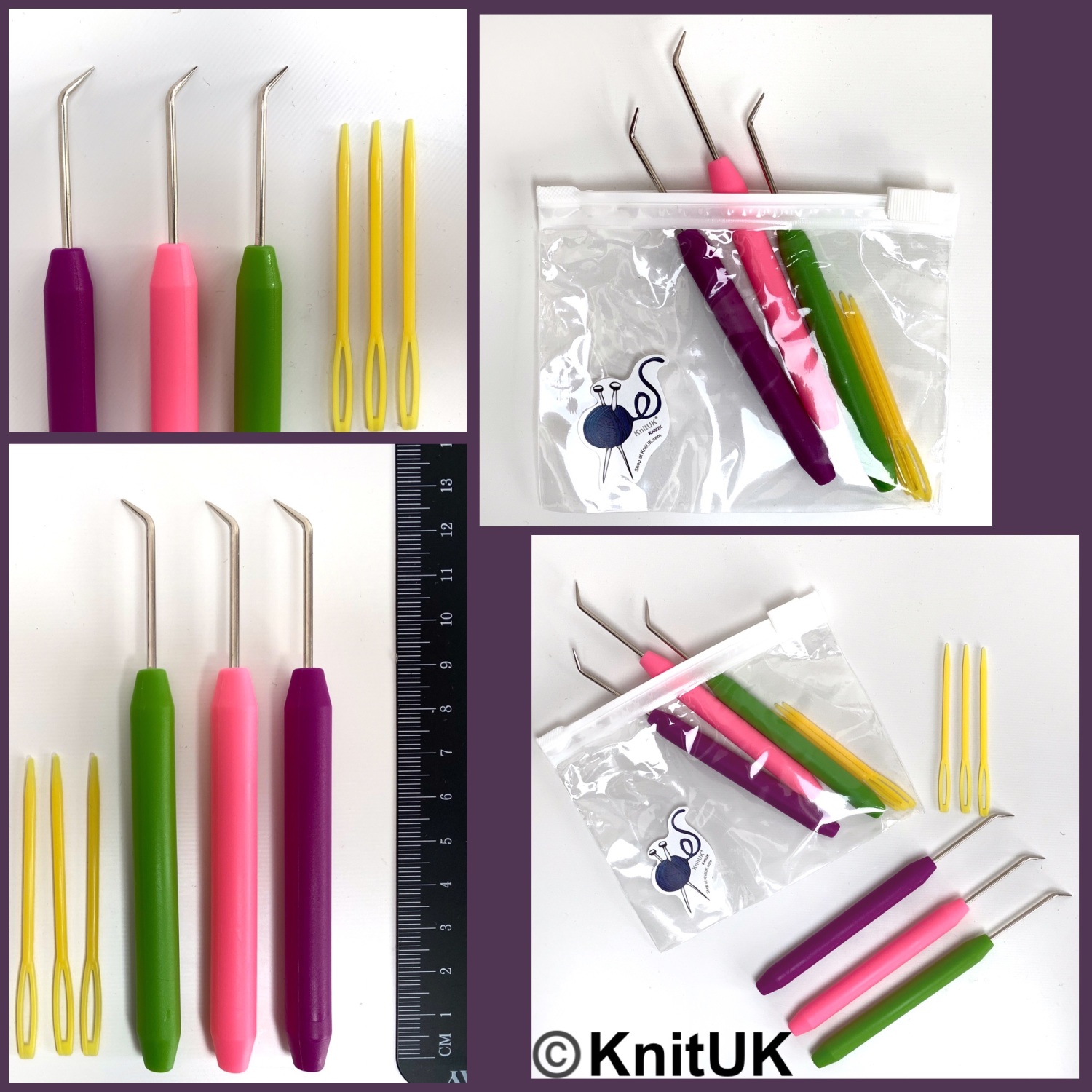 Knitting Loom Hooks Set of 3 loom picks & needles KnitUK