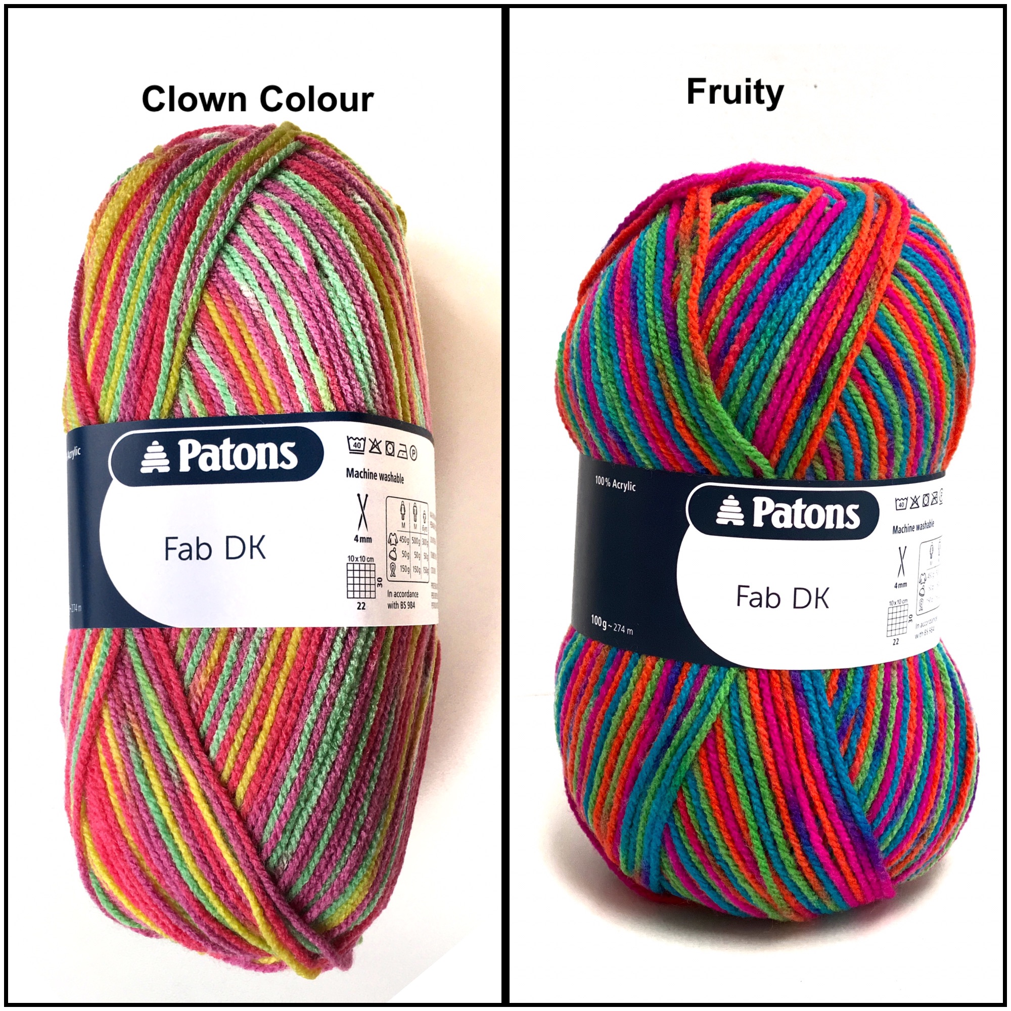 patons fab dk clown colour feuity acrylic yarn