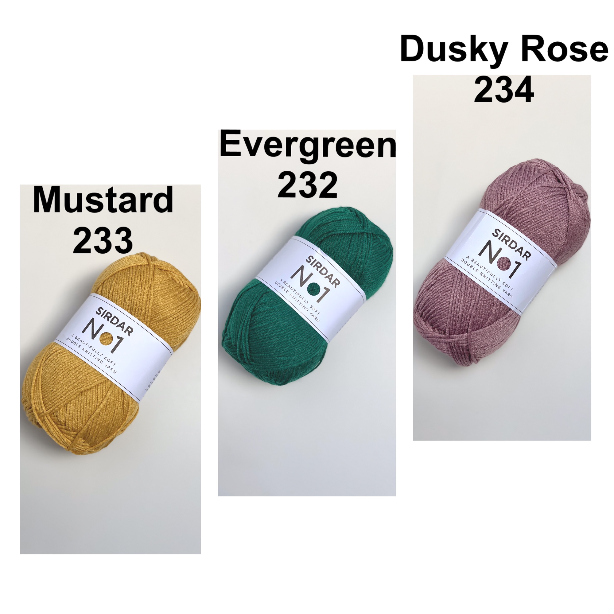 Sirdar n.1 dk yarn mustard evergreen dusky rose