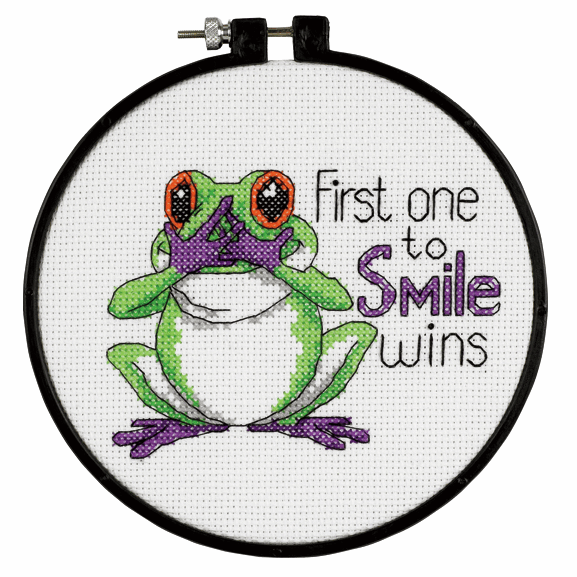 Cross Stitch - Learn-a-Craft. Cross Stitch Kit and Hoop: “First One to Smile”. (Dimensions)