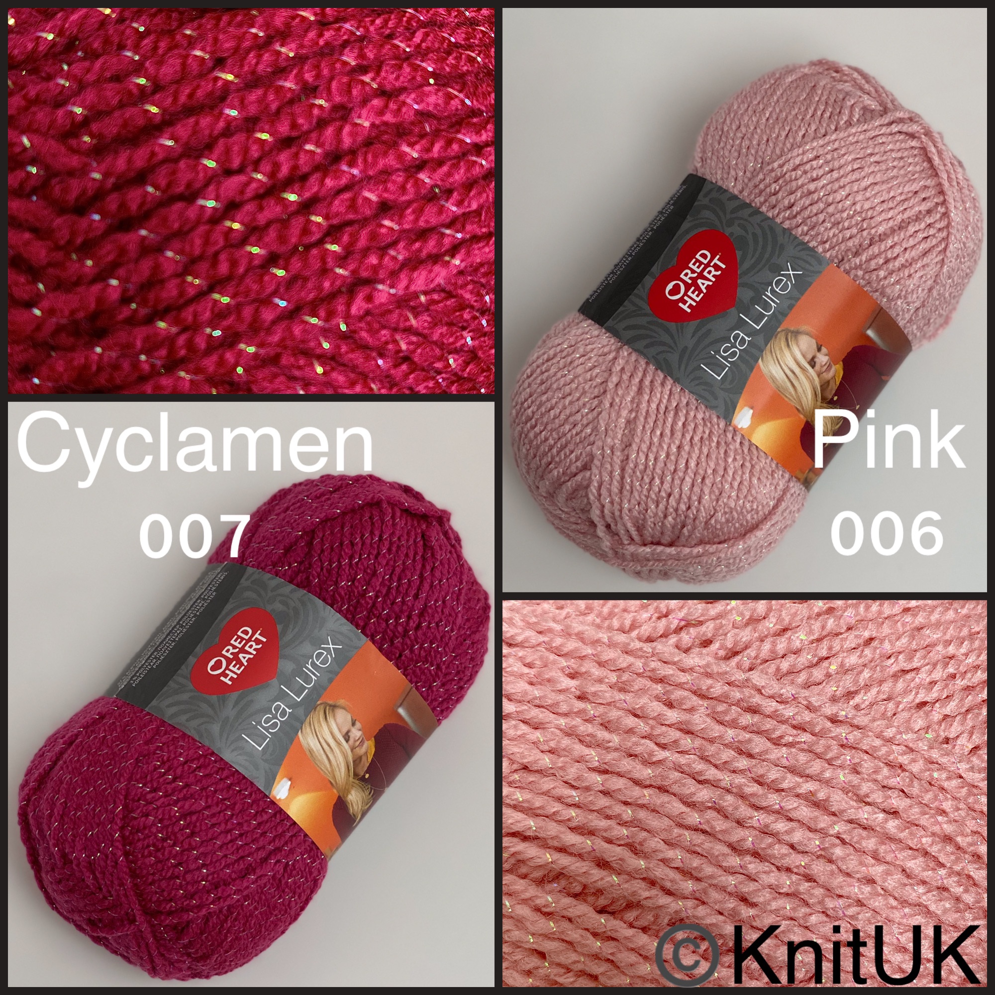 Red heart lisa lurex dk fashion knitting yarn balls pink cyclamen