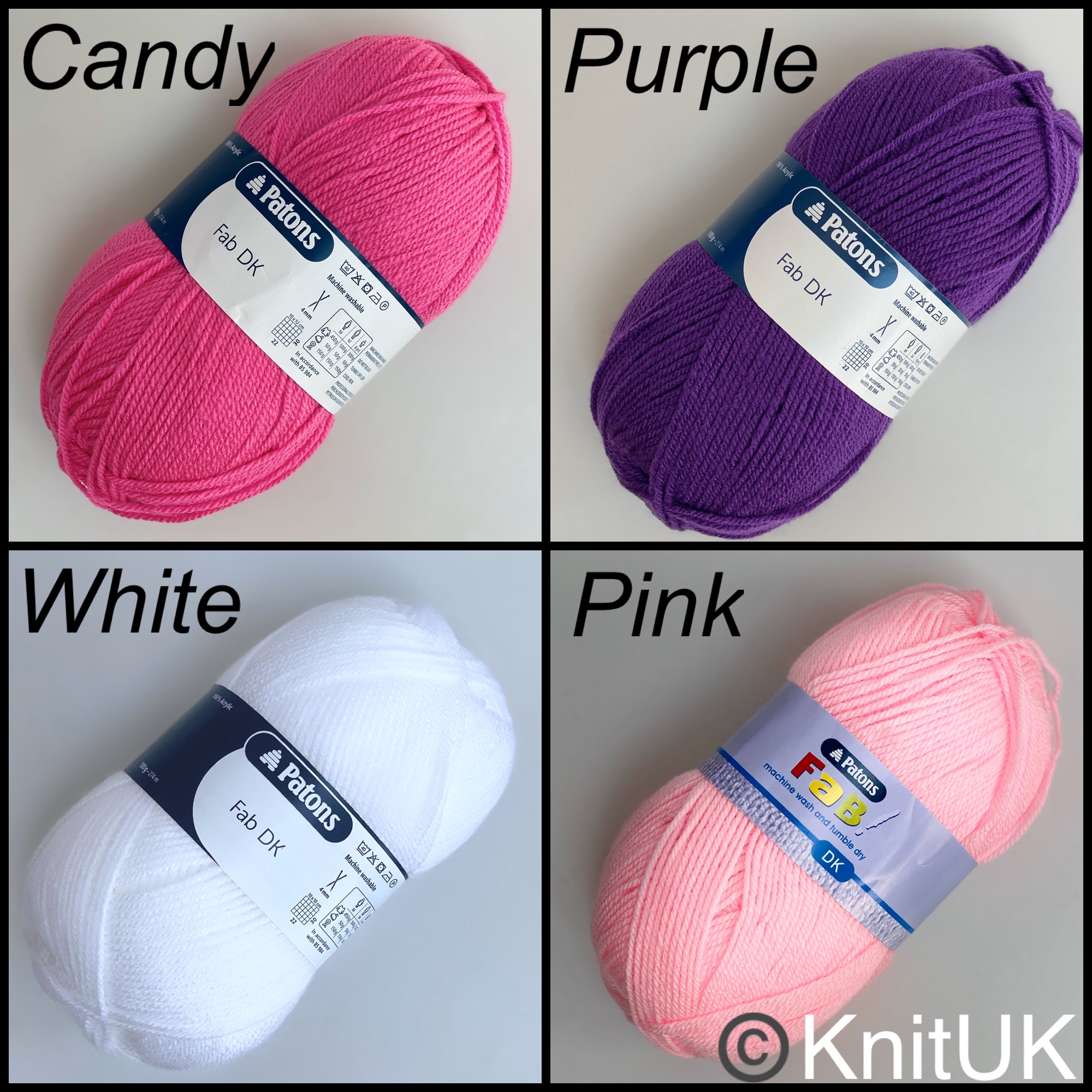 Patons fabe dk 100g candy purple white pink loom knitting crochet acrylic y