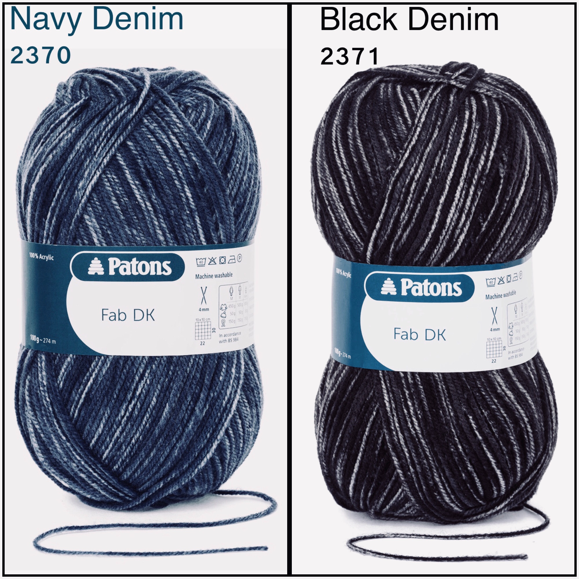patons fab dk ocean blue black denim crochet loom knitting acrylic yarn