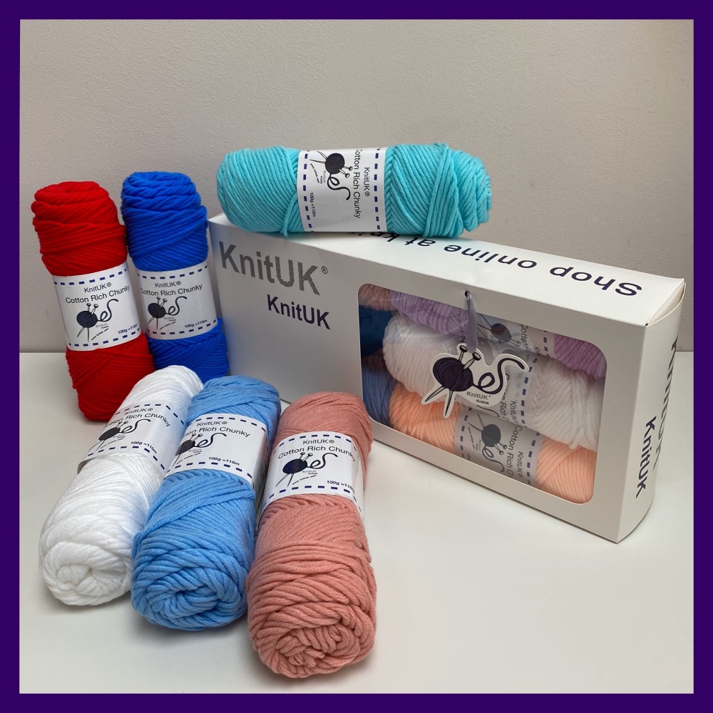 KnitUK Cotton Rich Chunky (100g). Yarn for Hand Knitting, Loom knitting & Crochet. Choose colour.
