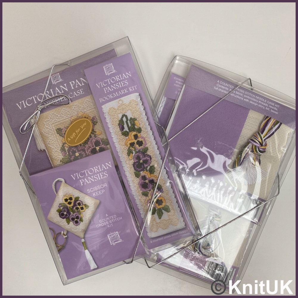 Gift Pack Victorian Pansies. Cross Stitch Kit by Textile Heritage