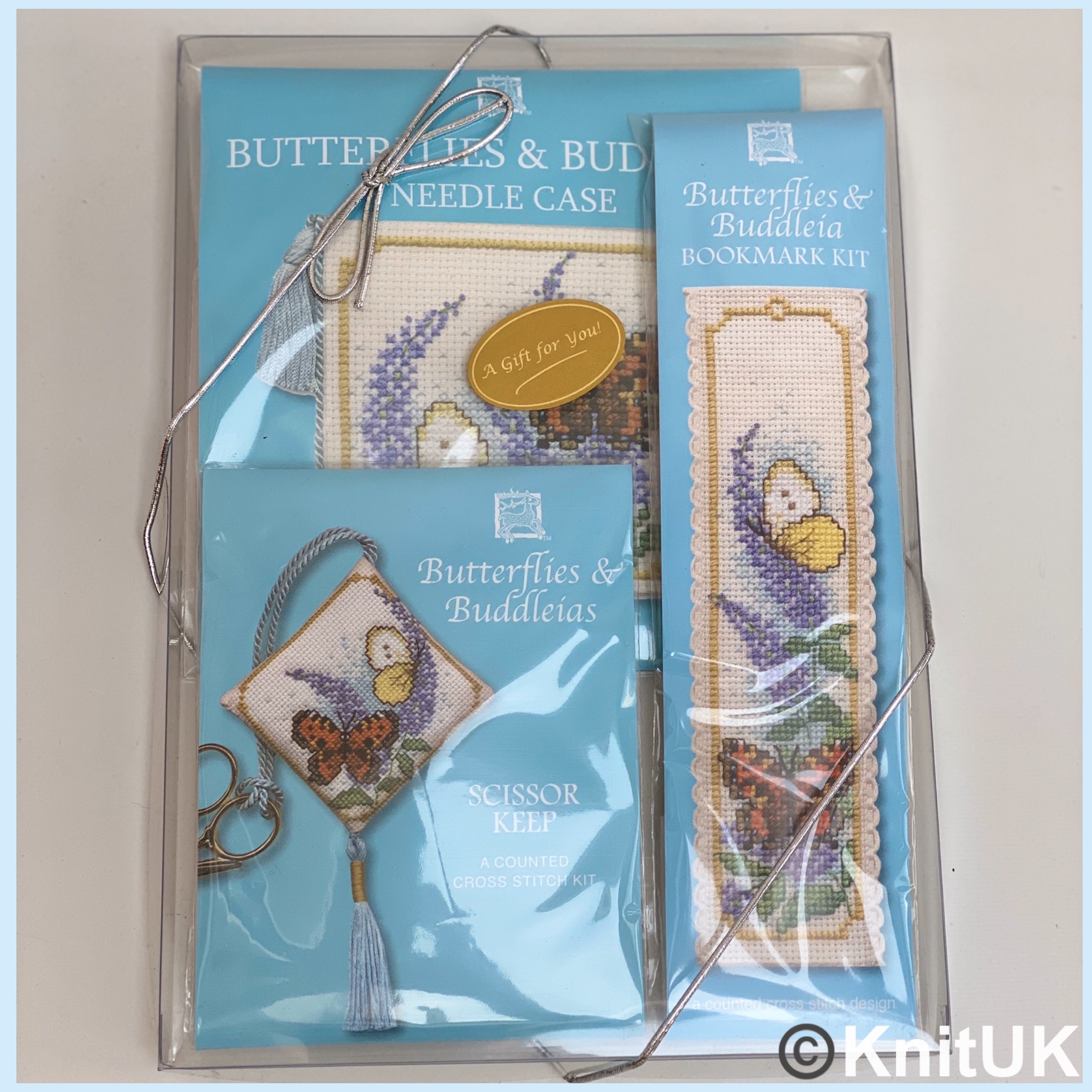 Textile Heritage Cross stitch gift pack butterfly buddleias box