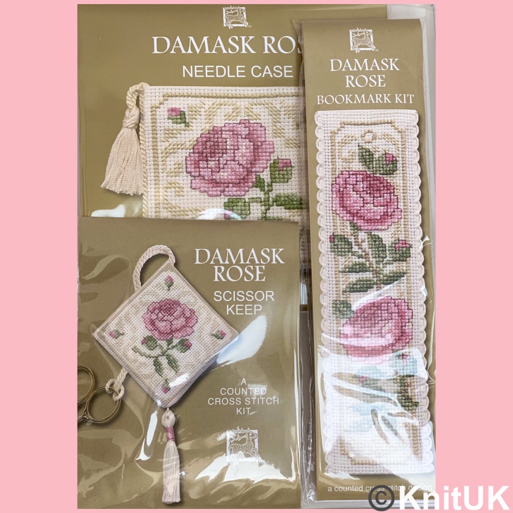 Gift Pack Damask Rose. Cross Stitch Kit by Textile Heritage