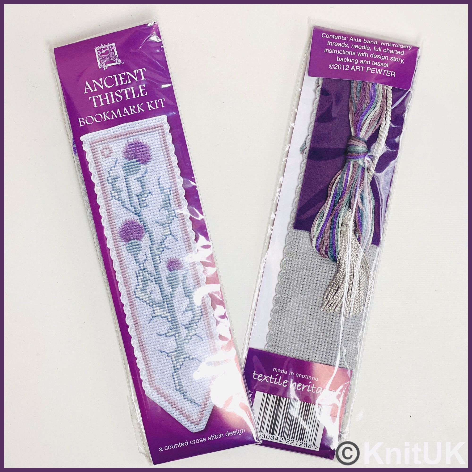 Textile heritage cross stitch kit bookmark ancient thistle