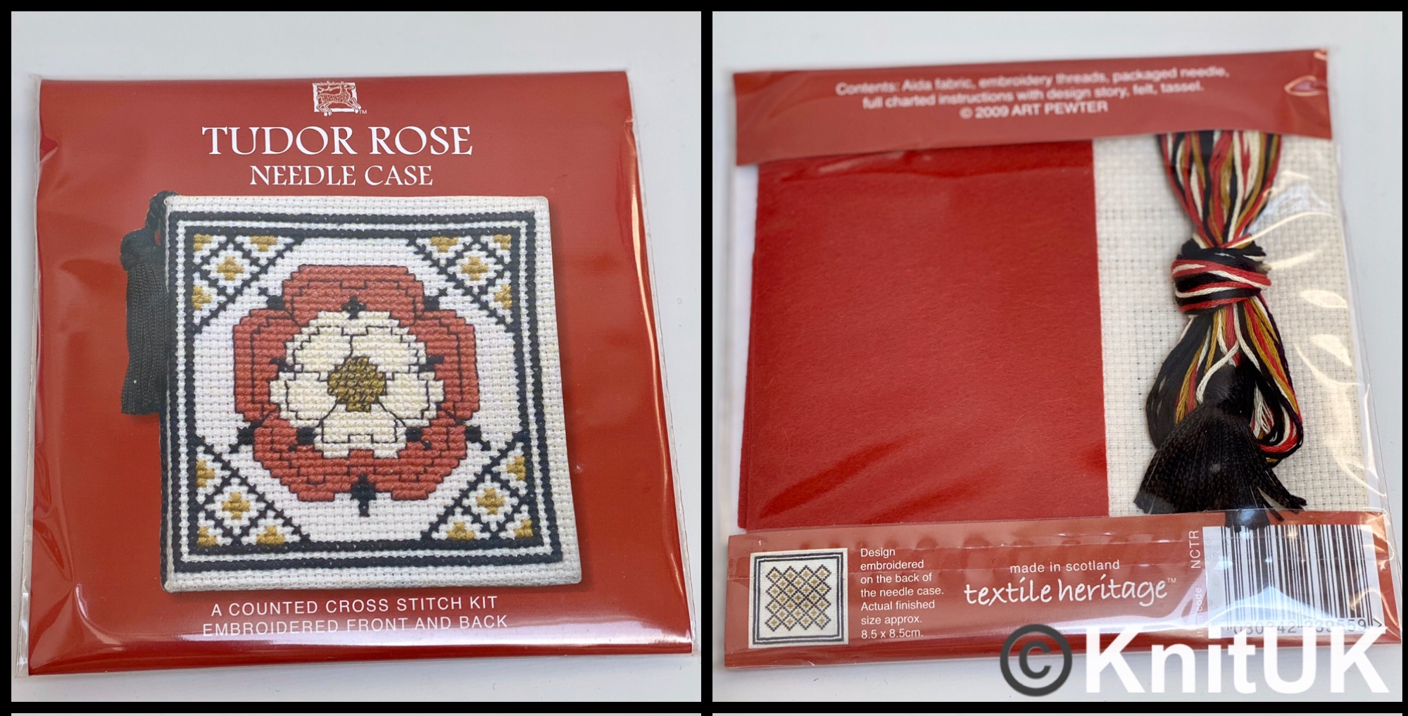 Textile Heritage Needle Case Tudor Rose cross stitch kit Made in Scotland U