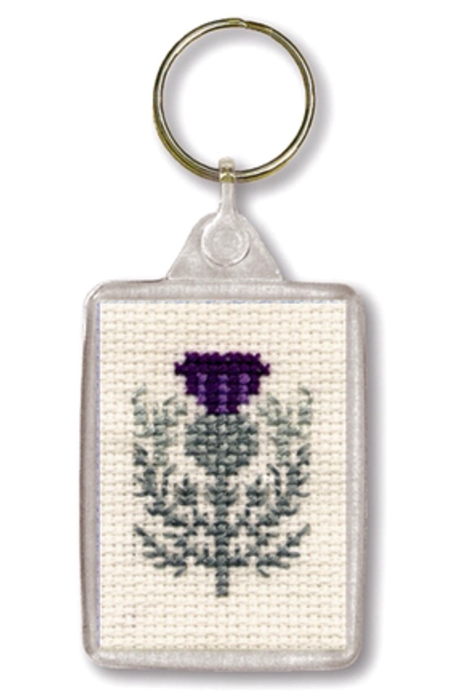 KEYRING Scottish Thistle. Cross Stitch Kit by Textile Heritage (Made in UK)