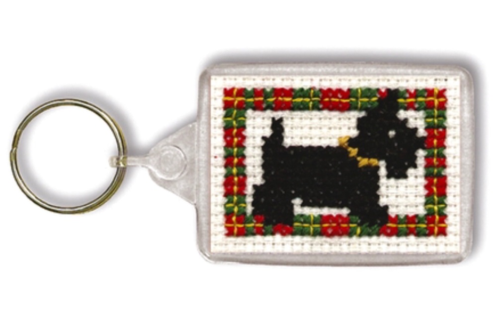 KEYRING Wee Scottie Dug. Cross-Stitch Kit by Textile Heritage (Made in UK)